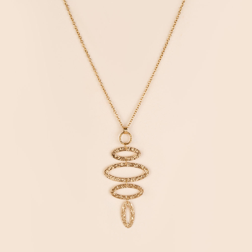 COLLANA MEDIA LUNGHEZZA CON PENDENTE COMPOSTO DA UNITA' OVALI