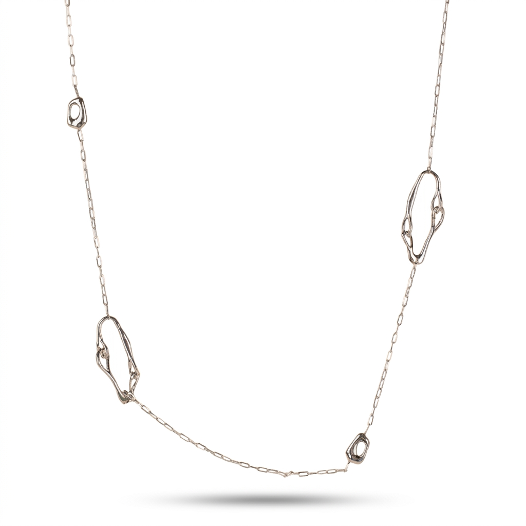COLLANA LUNGA CON COMPONENTI MINIMALI ASIMMETRICHE