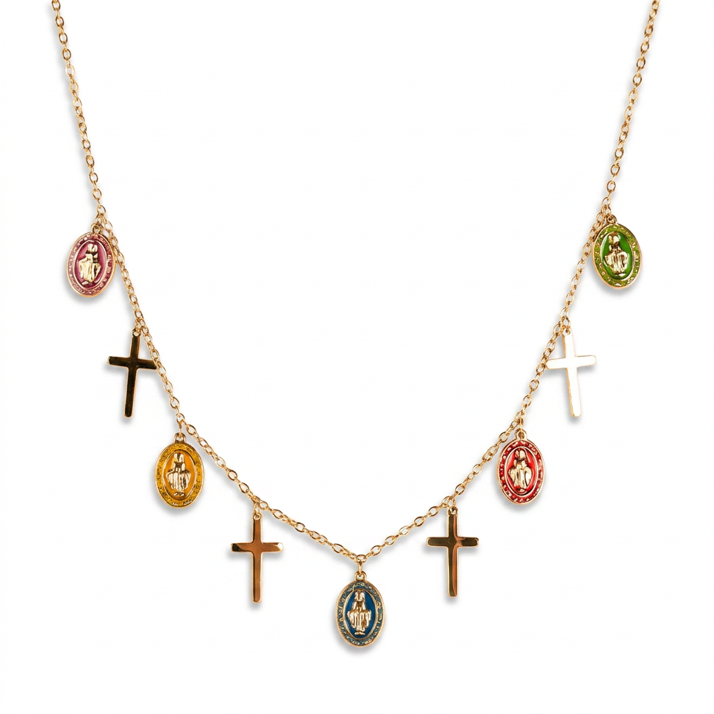COLLANA A GIROCOLLO CON ICONE SACRE