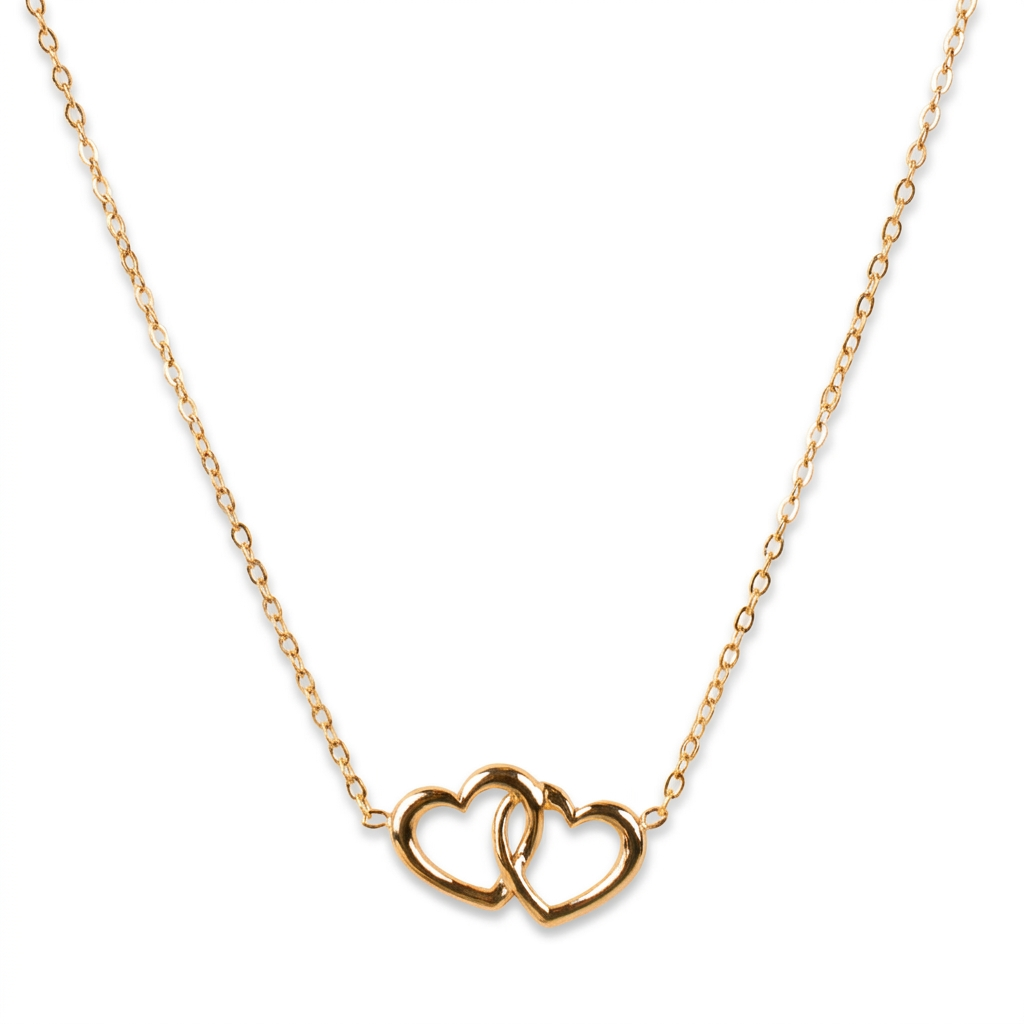 COLLANA GIROCOLLO CON DOPPIO CUORE INCATENATO
