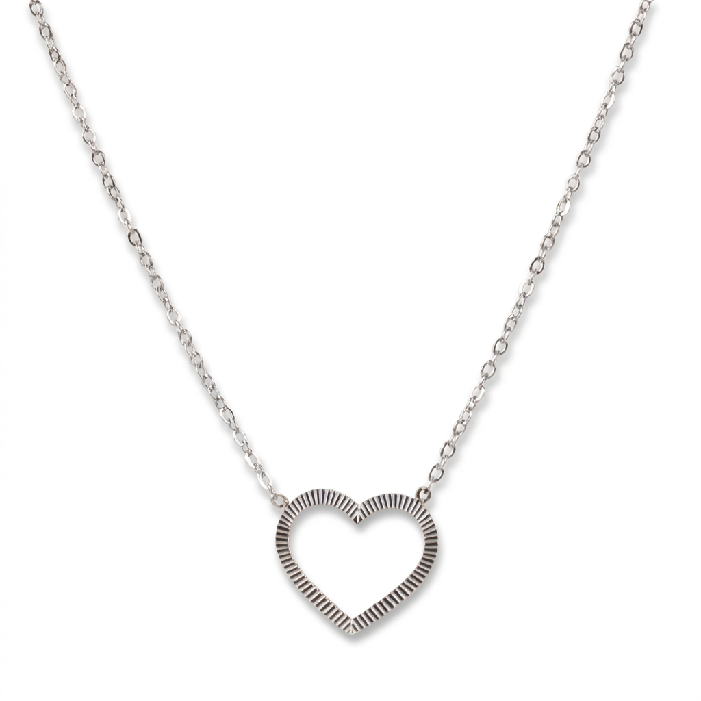 COLLANA GIROCOLLO CON CUORE RIGATO