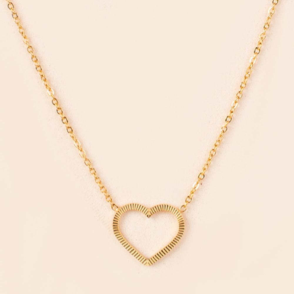 COLLANA GIROCOLLO CON CUORE RIGATO