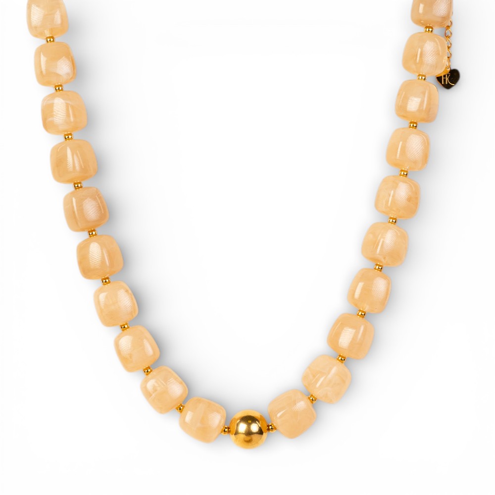 COLLANA GIROCOLLO CON PIETRE QUADRATE E SFERA CENTRALE