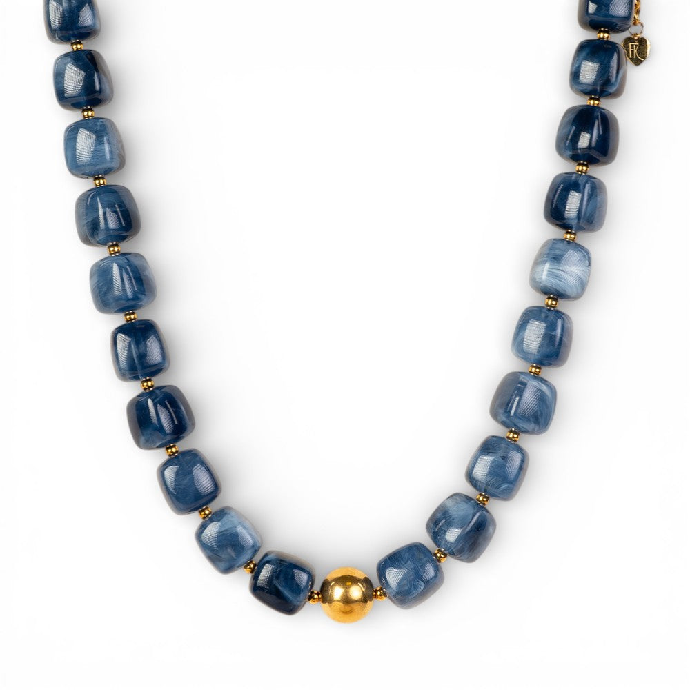 COLLANA GIROCOLLO CON PIETRE QUADRATE E SFERA CENTRALE