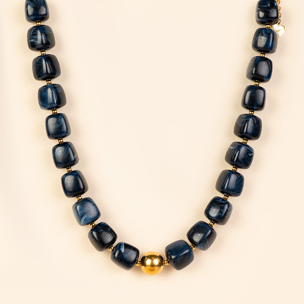 COLLANA GIROCOLLO CON PIETRE QUADRATE E SFERA CENTRALE