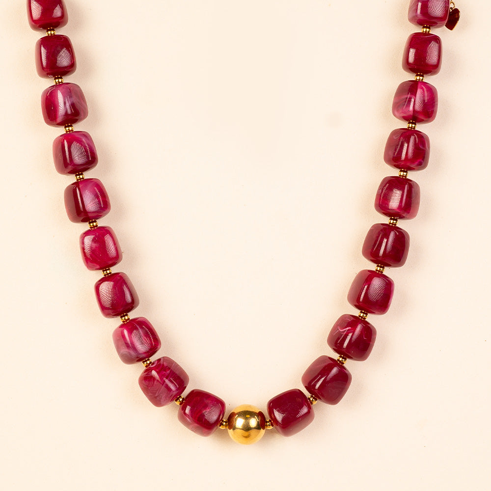 COLLANA GIROCOLLO CON PIETRE QUADRATE E SFERA CENTRALE