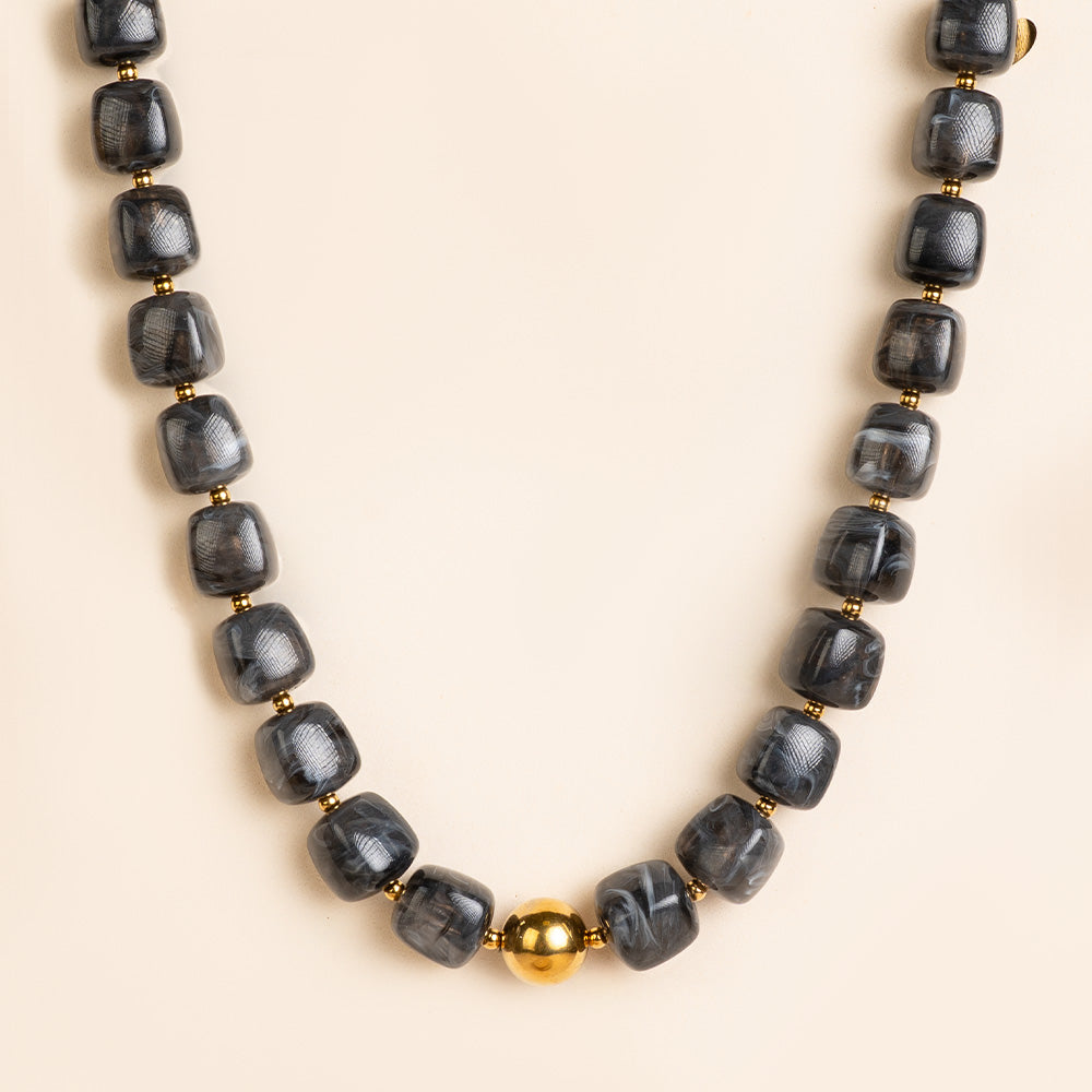 COLLANA GIROCOLLO CON PIETRE QUADRATE E SFERA CENTRALE