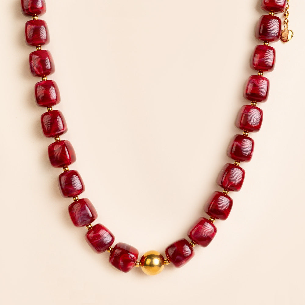 COLLANA GIROCOLLO CON PIETRE QUADRATE E SFERA CENTRALE