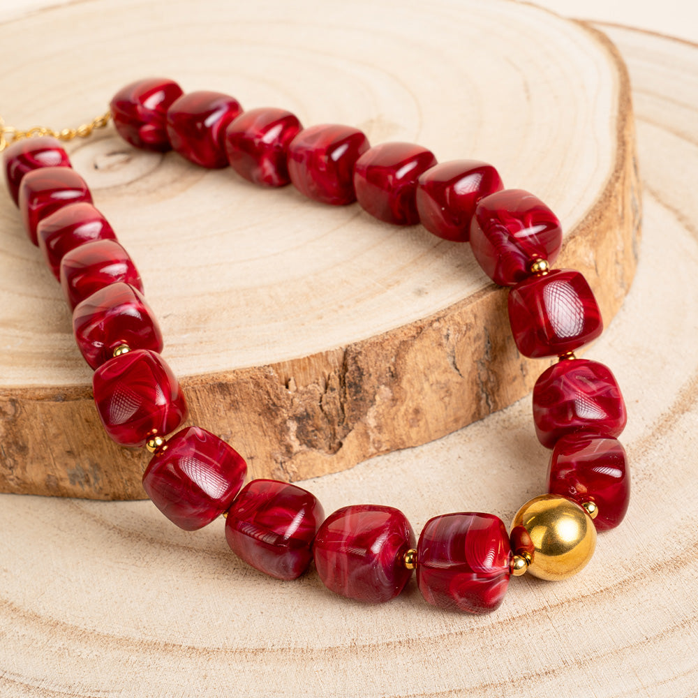 COLLANA GIROCOLLO CON PIETRE QUADRATE E SFERA CENTRALE