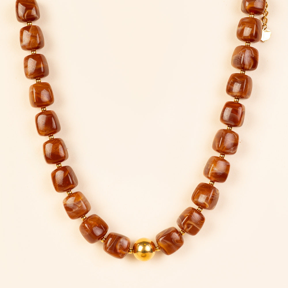 COLLANA GIROCOLLO CON PIETRE QUADRATE E SFERA CENTRALE