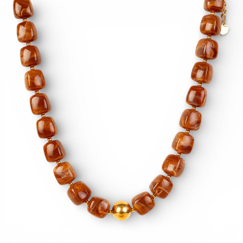 COLLANA GIROCOLLO CON PIETRE QUADRATE E SFERA CENTRALE