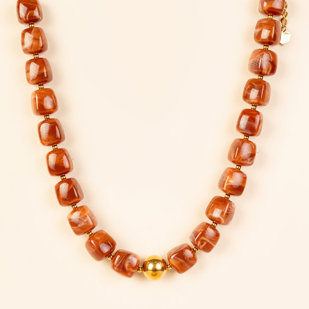 COLLANA GIROCOLLO CON PIETRE QUADRATE E SFERA CENTRALE