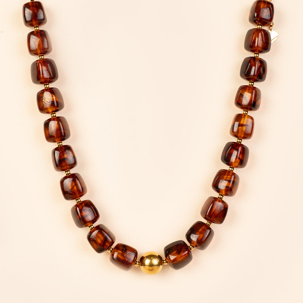 COLLANA GIROCOLLO CON PIETRE QUADRATE E SFERA CENTRALE