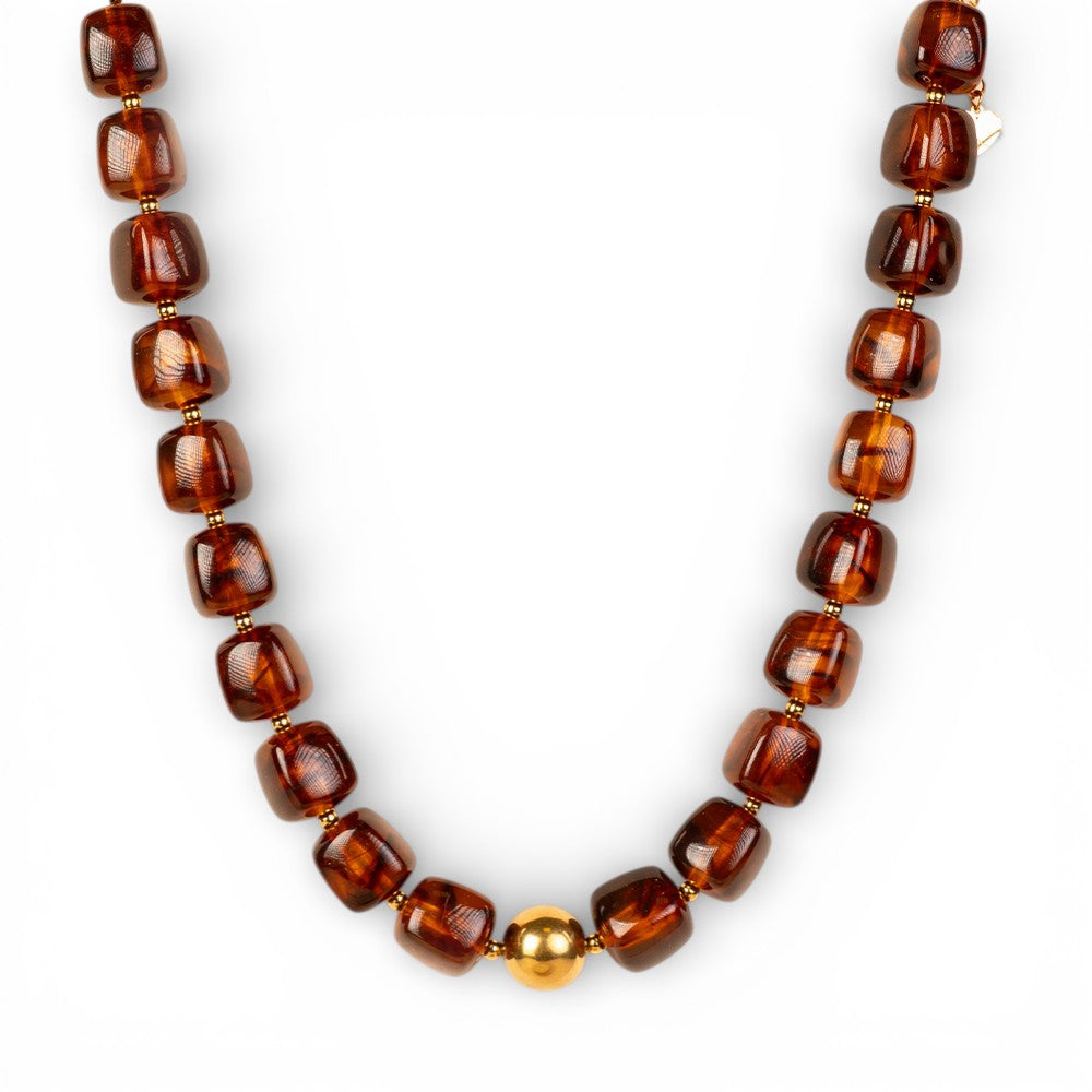 COLLANA GIROCOLLO CON PIETRE QUADRATE E SFERA CENTRALE