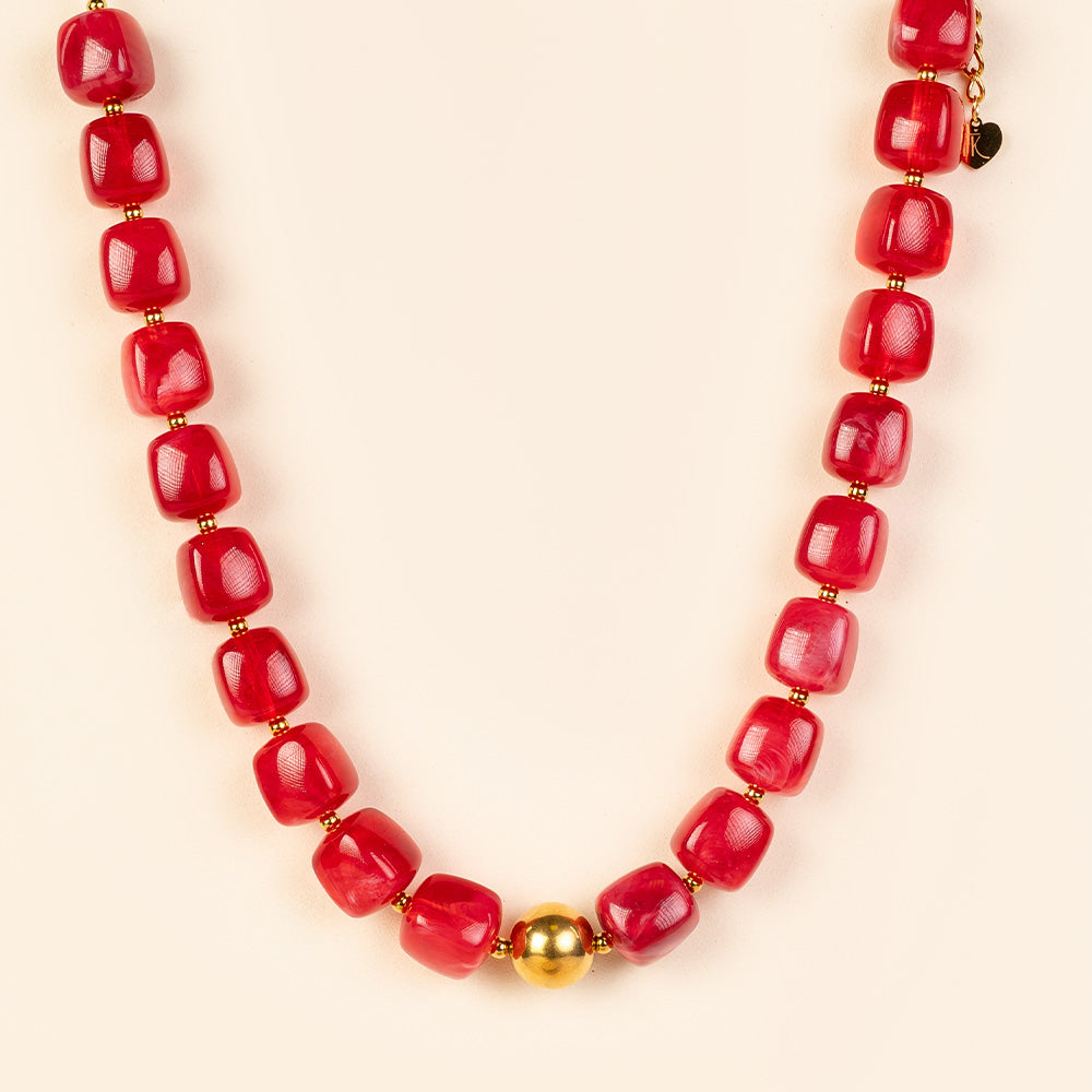 COLLANA GIROCOLLO CON PIETRE QUADRATE E SFERA CENTRALE