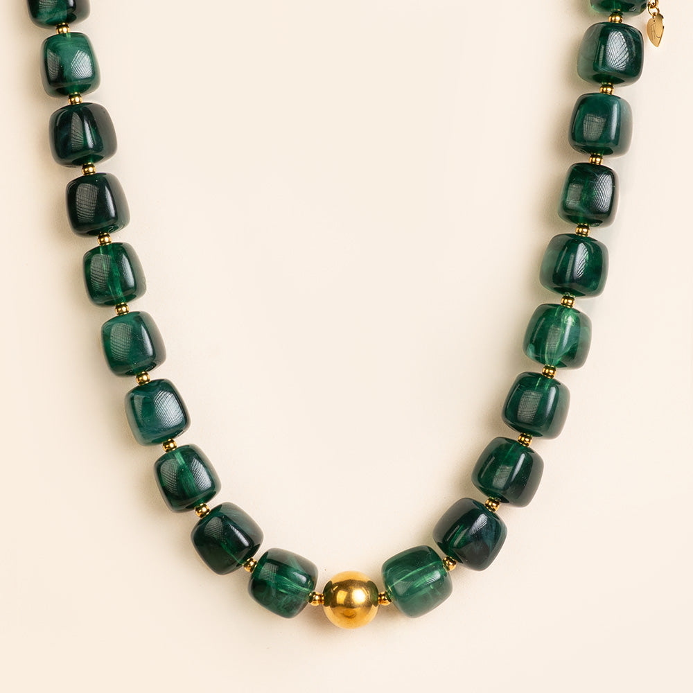 COLLANA GIROCOLLO CON PIETRE QUADRATE E SFERA CENTRALE