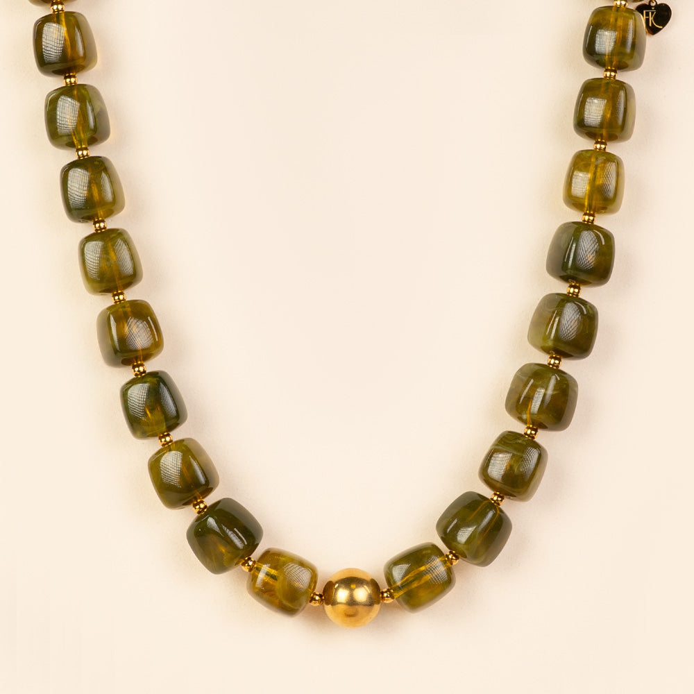 COLLANA GIROCOLLO CON PIETRE QUADRATE E SFERA CENTRALE