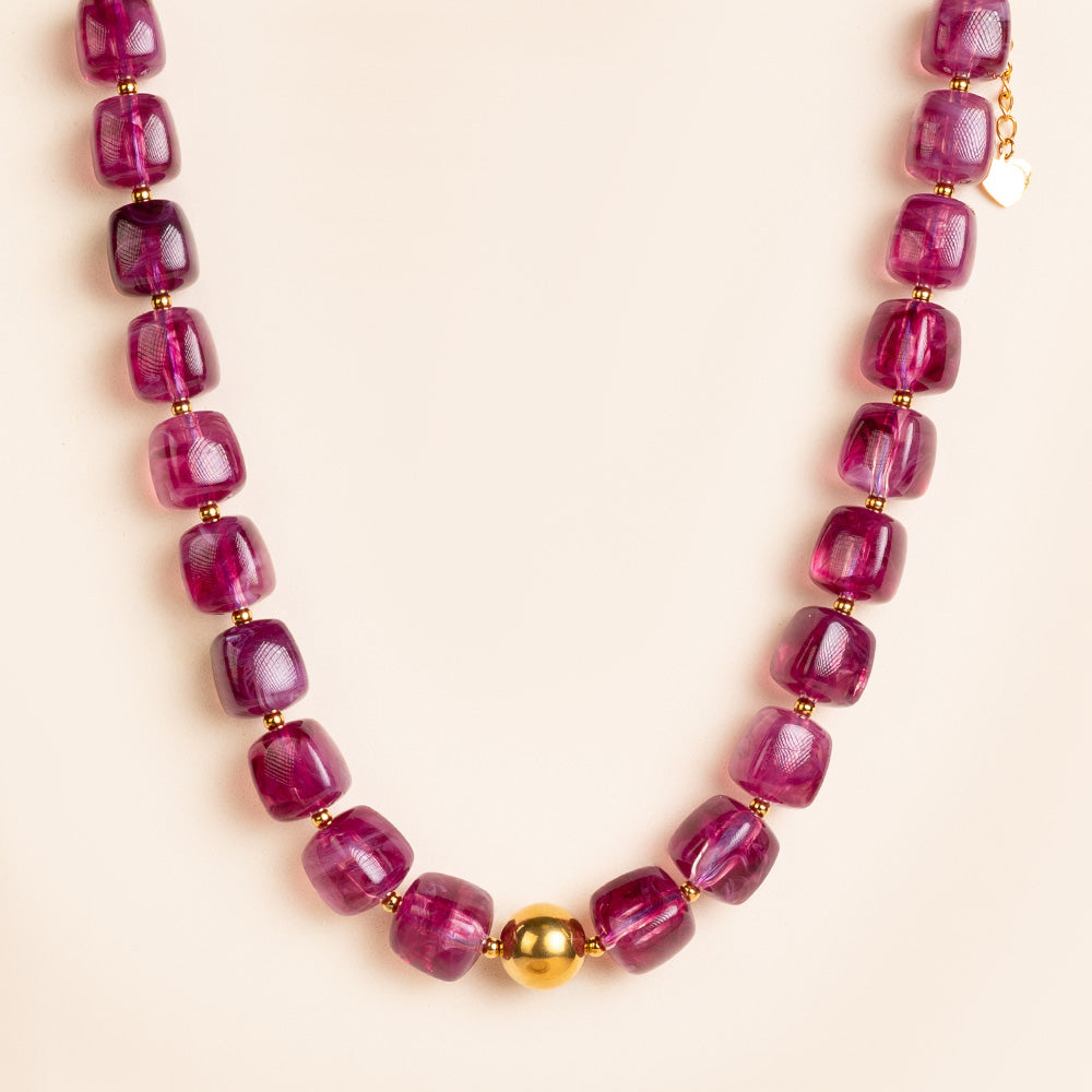 COLLANA GIROCOLLO CON PIETRE QUADRATE E SFERA CENTRALE