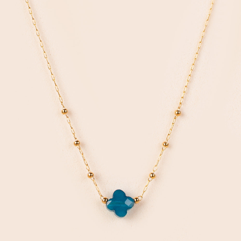 COLLANA GIROCOLLO CON FIORE IN PIETRA CENTRALE