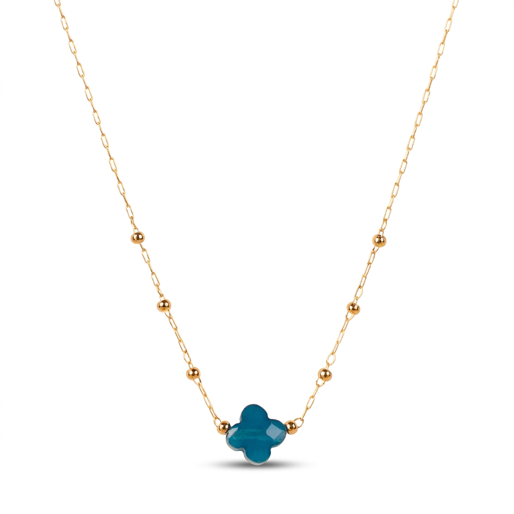 COLLANA GIROCOLLO CON FIORE IN PIETRA CENTRALE
