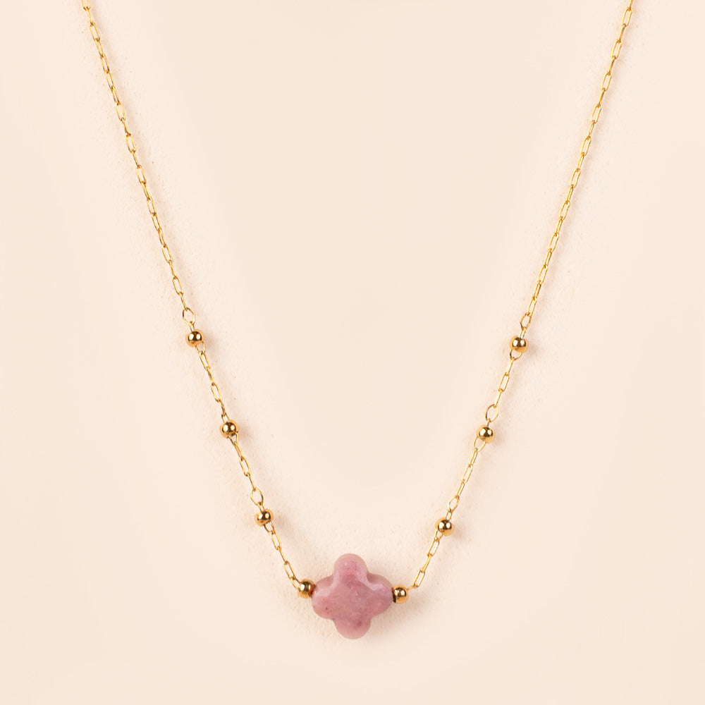 COLLANA GIROCOLLO CON FIORE IN PIETRA CENTRALE