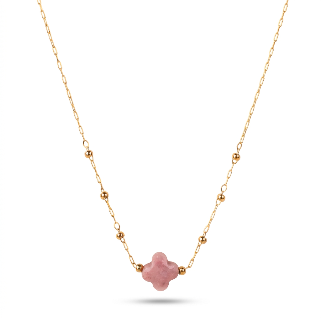 COLLANA GIROCOLLO CON FIORE IN PIETRA CENTRALE