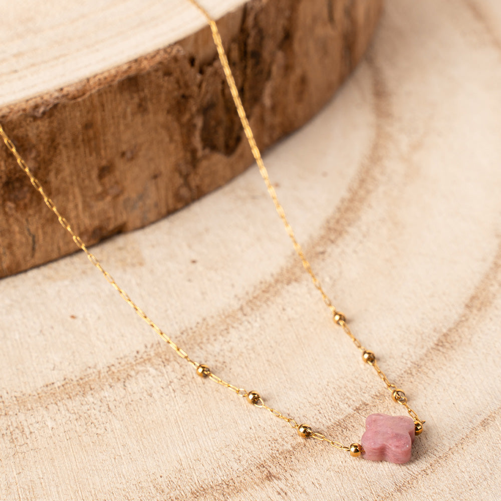 COLLANA GIROCOLLO CON FIORE IN PIETRA CENTRALE