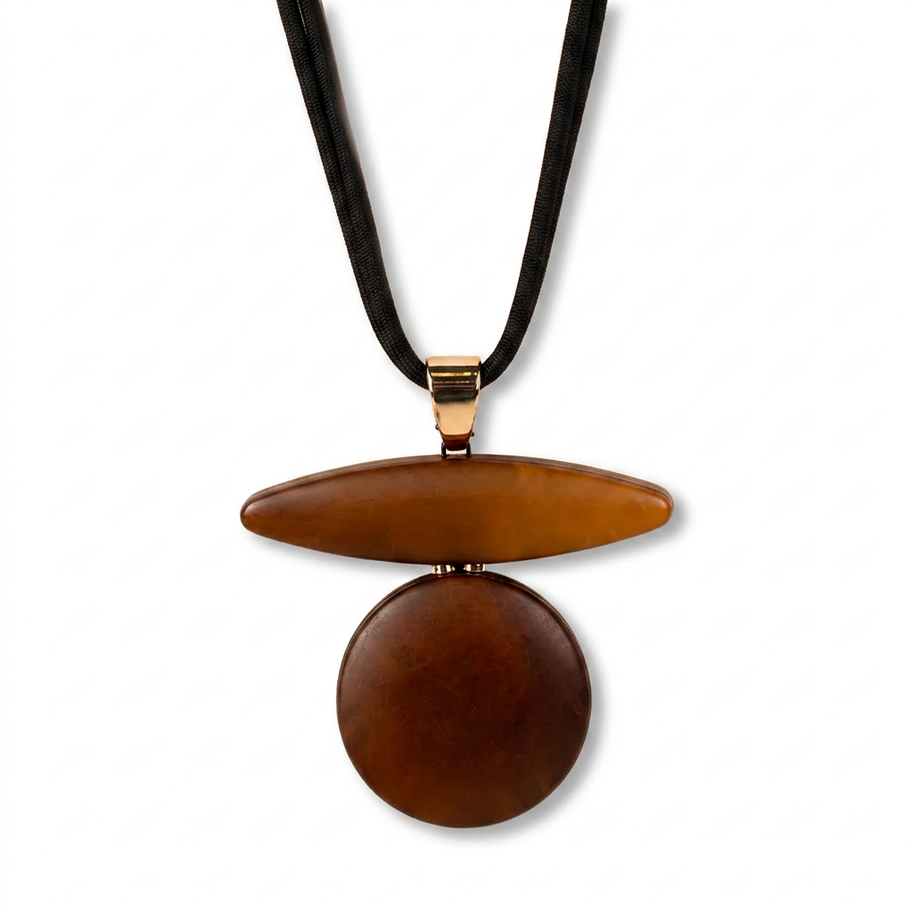 COLLANA GIROCOLLO CON DOPPIO PENDENTE IN LEGNO