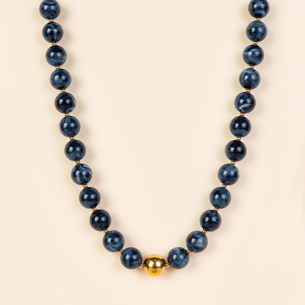 COLLANA GIROCOLLO CON PIETRE ROTONDE E METALLICHE