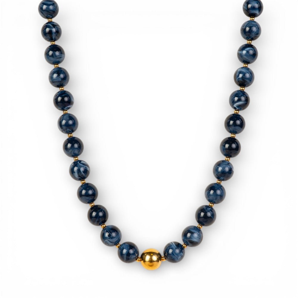 COLLANA GIROCOLLO CON PIETRE ROTONDE E METALLICHE