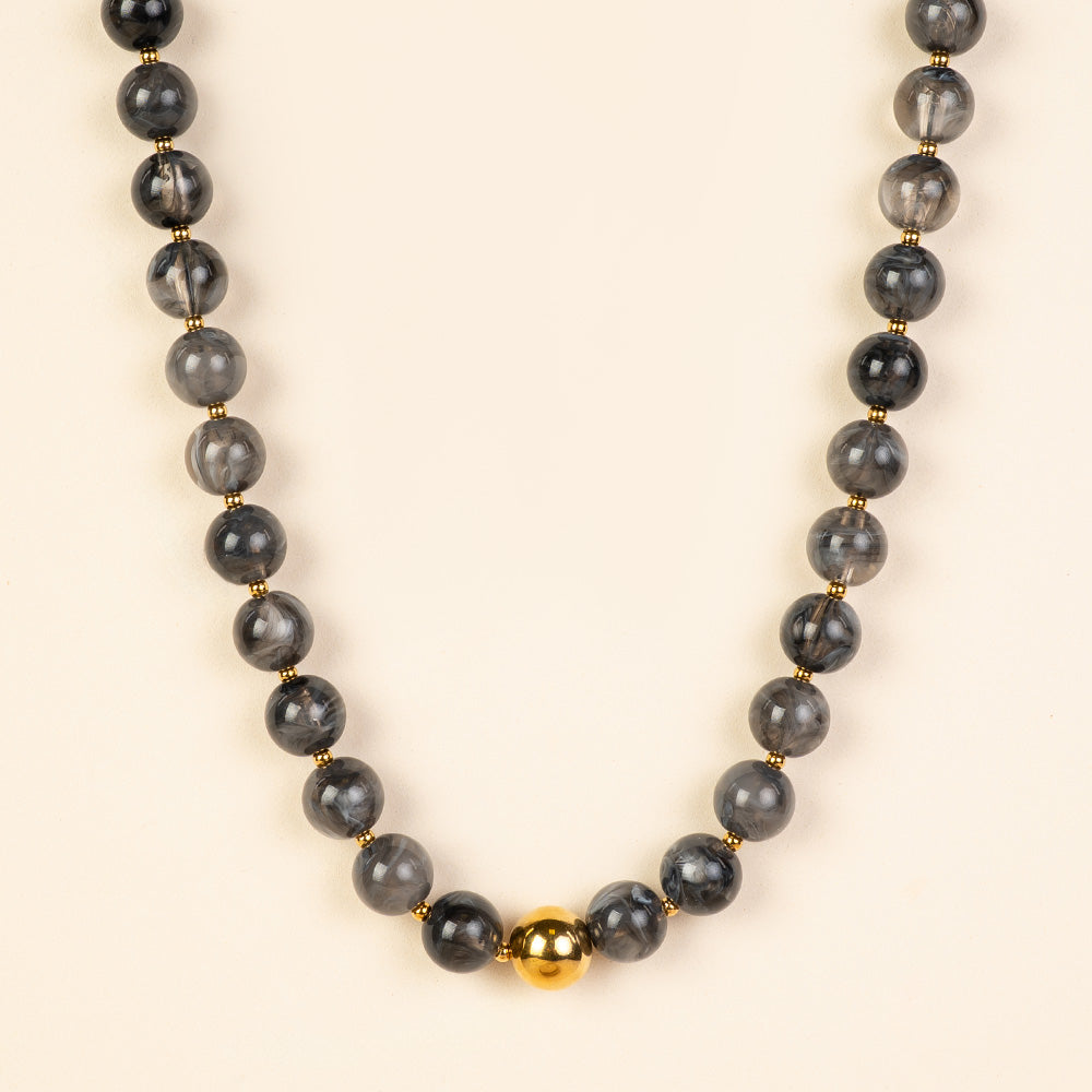 COLLANA GIROCOLLO CON PIETRE ROTONDE E METALLICHE