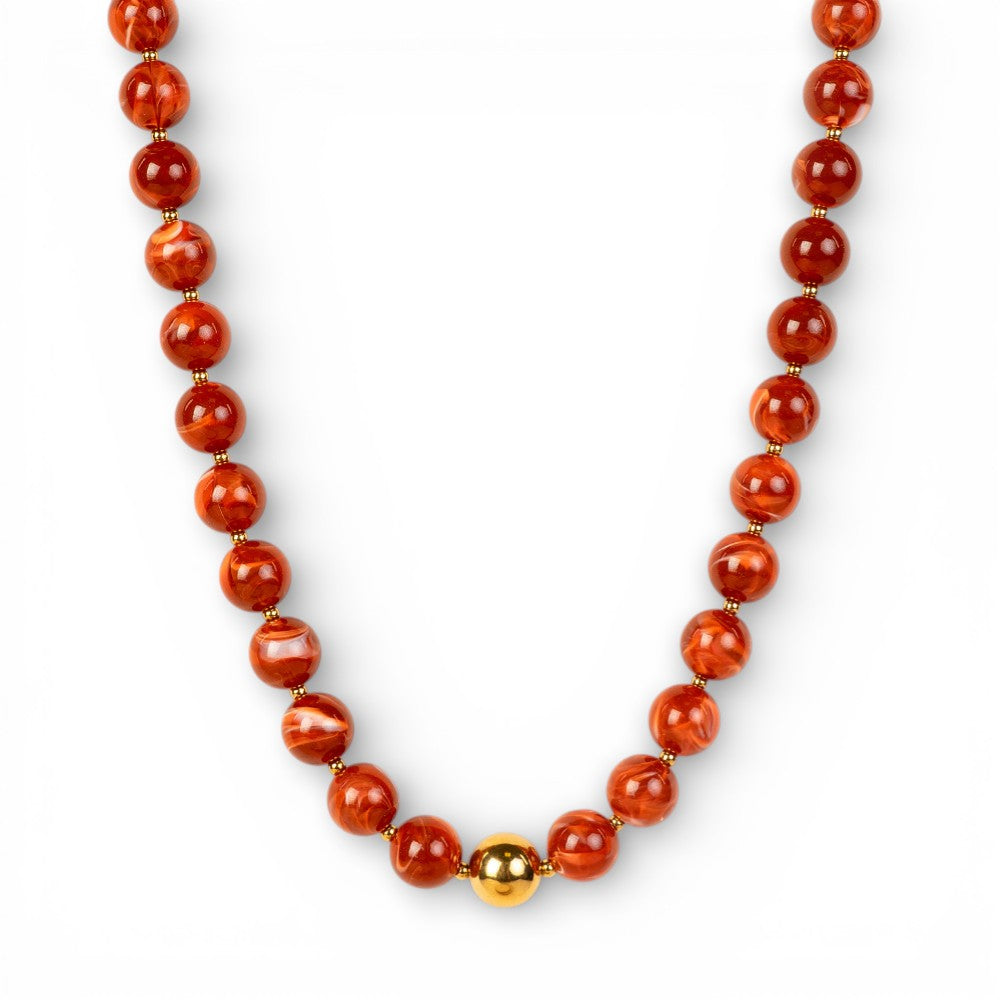 COLLANA GIROCOLLO CON PIETRE ROTONDE E METALLICHE