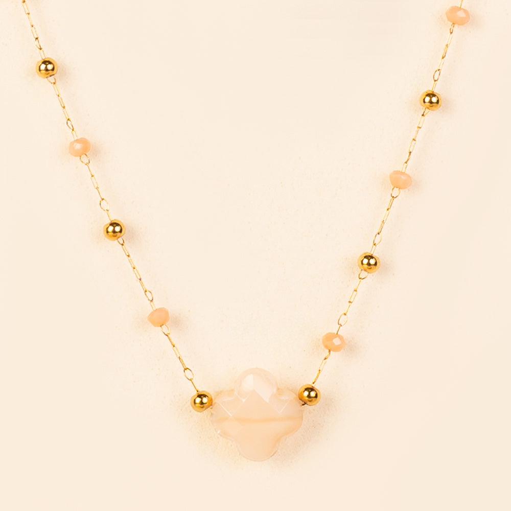 COLLANA GIROCOLLO A CATENA CON FIORE E PERLINE