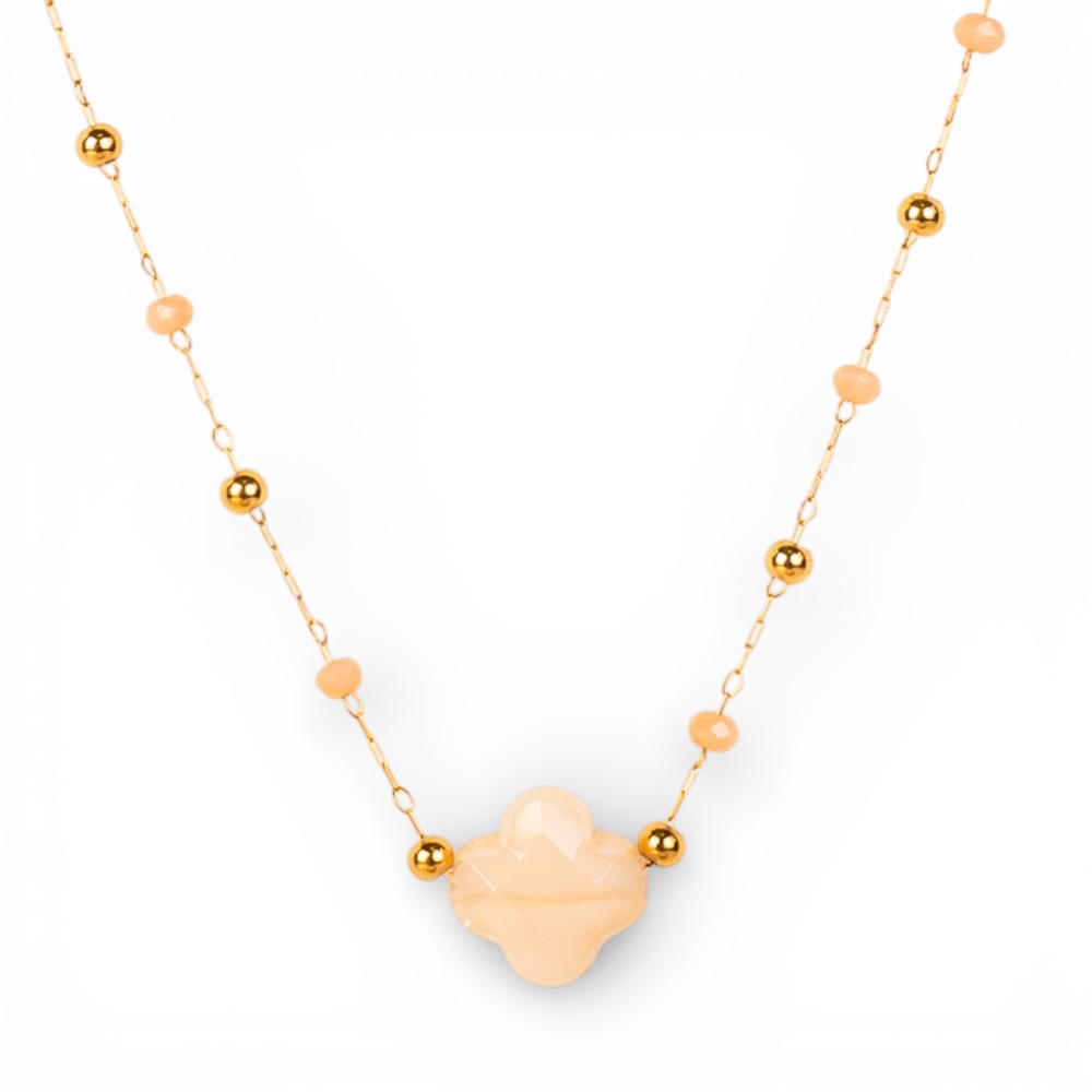 COLLANA GIROCOLLO A CATENA CON FIORE E PERLINE