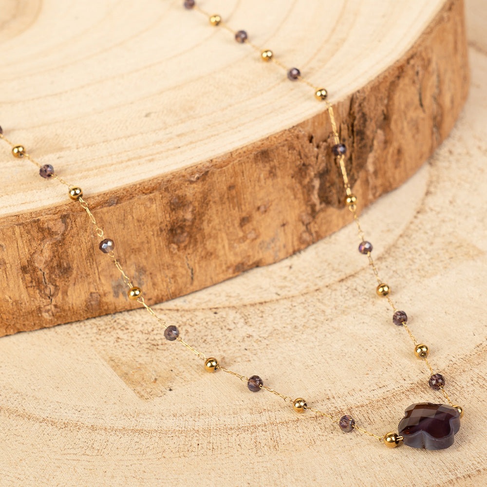 COLLANA GIROCOLLO A CATENA CON FIORE E PERLINE