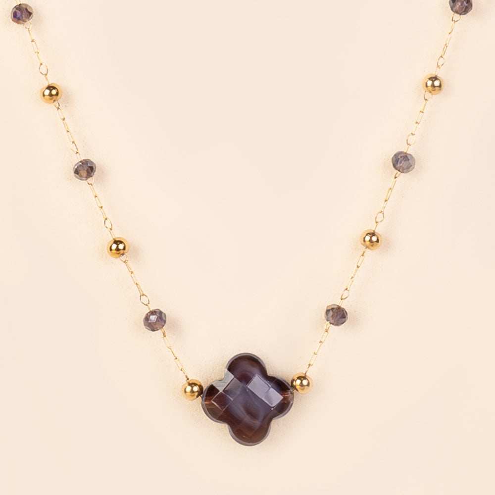 COLLANA GIROCOLLO A CATENA CON FIORE E PERLINE