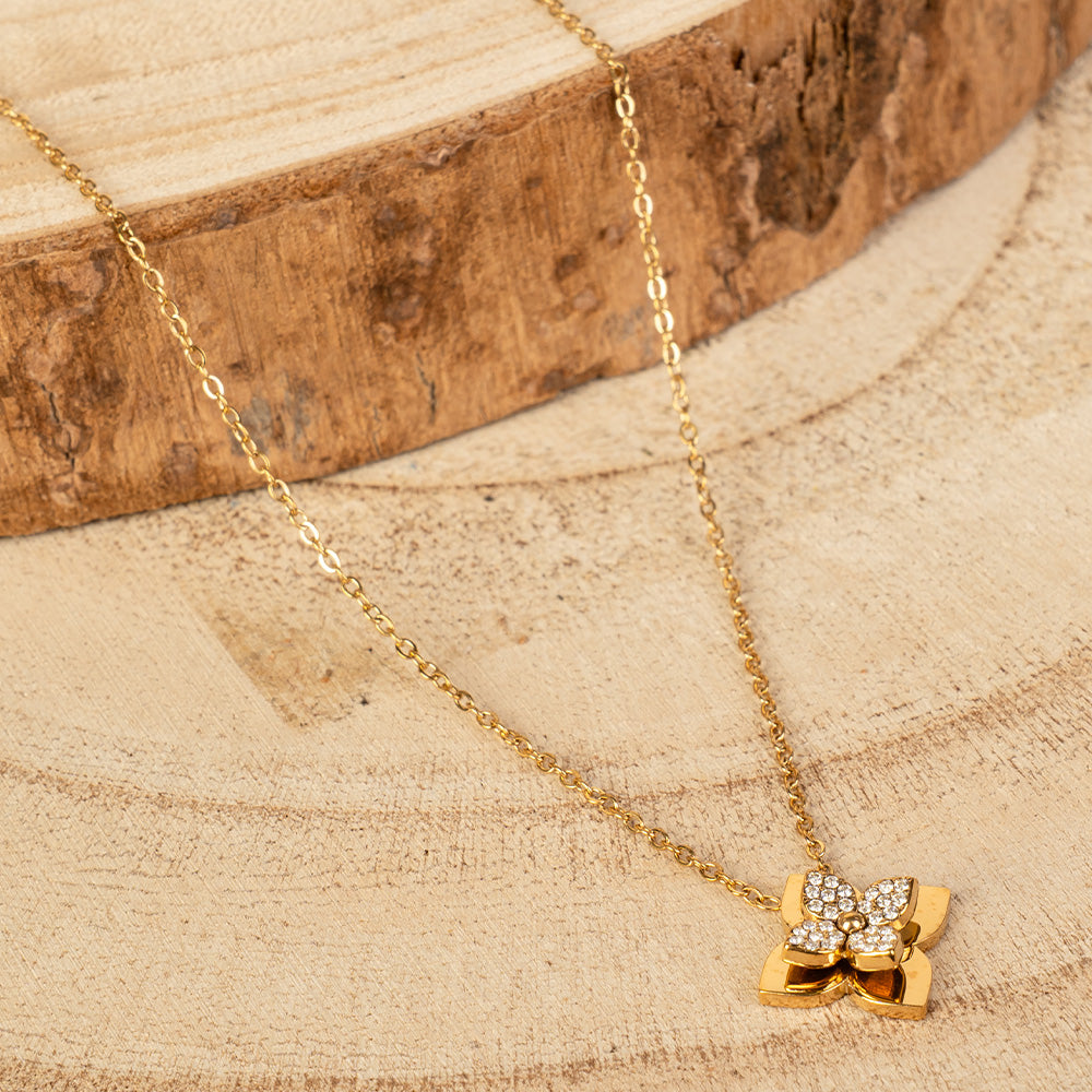 COLLANA GIROCOLLO A CATENA CON DOPPIO FIORE