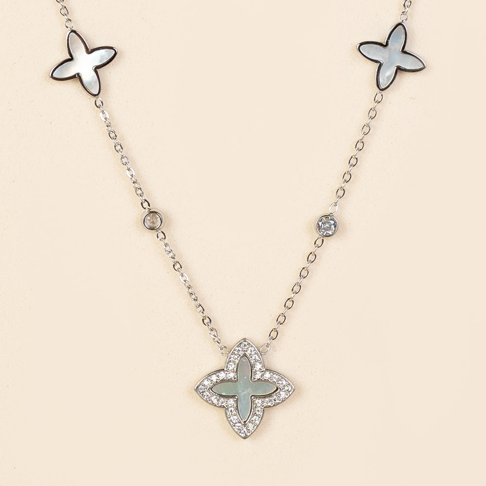 COLLANA GIROCOLLO A CATENA CON FIORI E STRASS