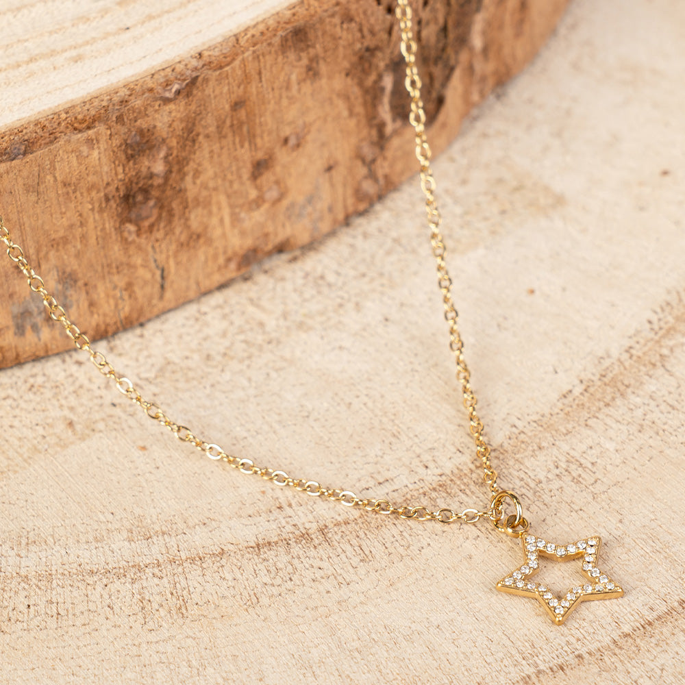 COLLANA GIROCOLO A CATENA CON STELLA DI STRASS