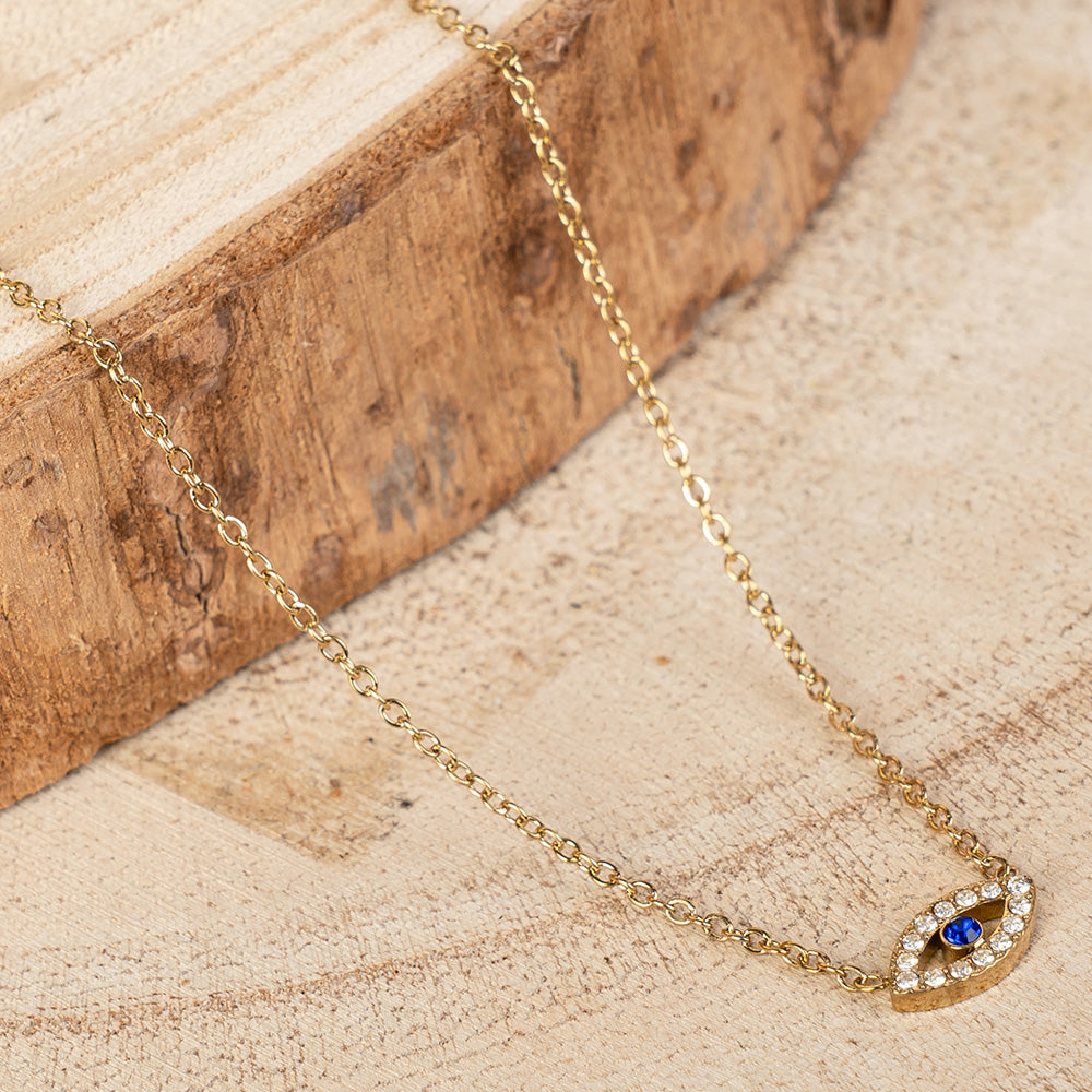 COLLANA GIROCOLO A CATENA CON OCCHIO DI STRASS
