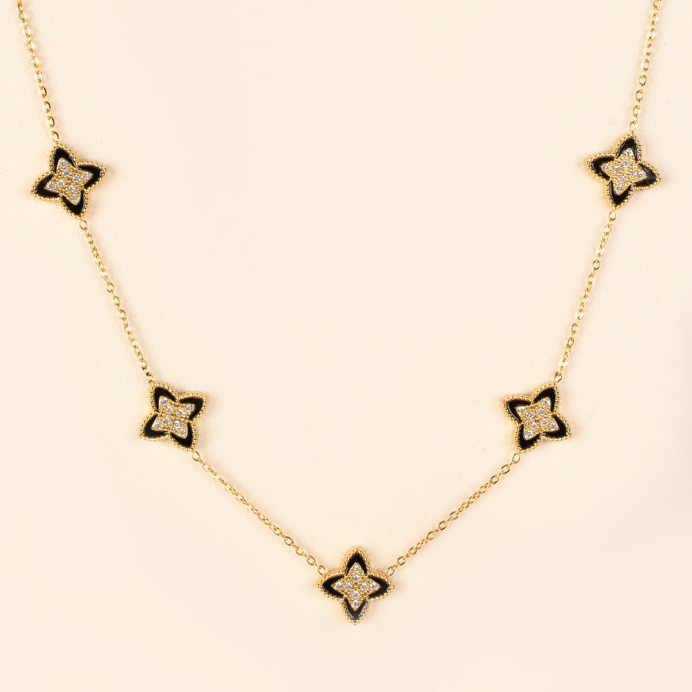 COLLANA GIROCOLLO A CATENA CON FIORI CON STRASS