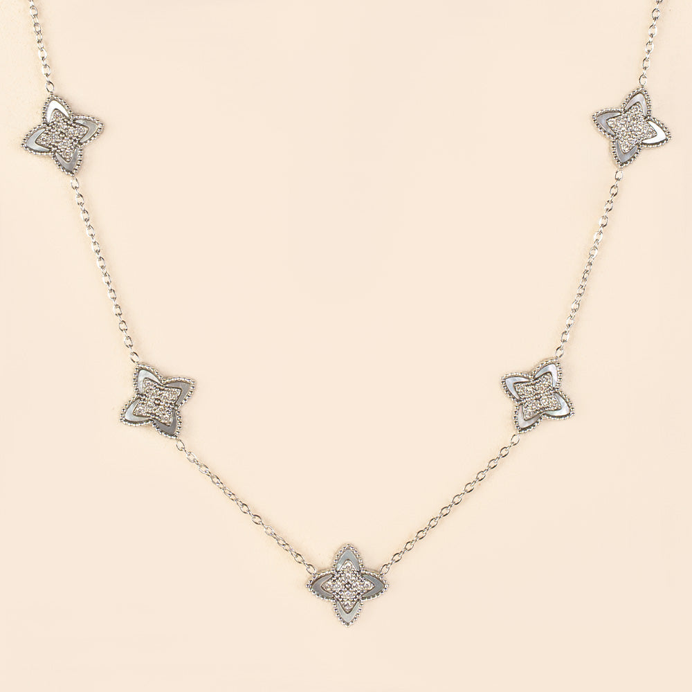 COLLANA GIROCOLLO A CATENA CON FIORI CON STRASS