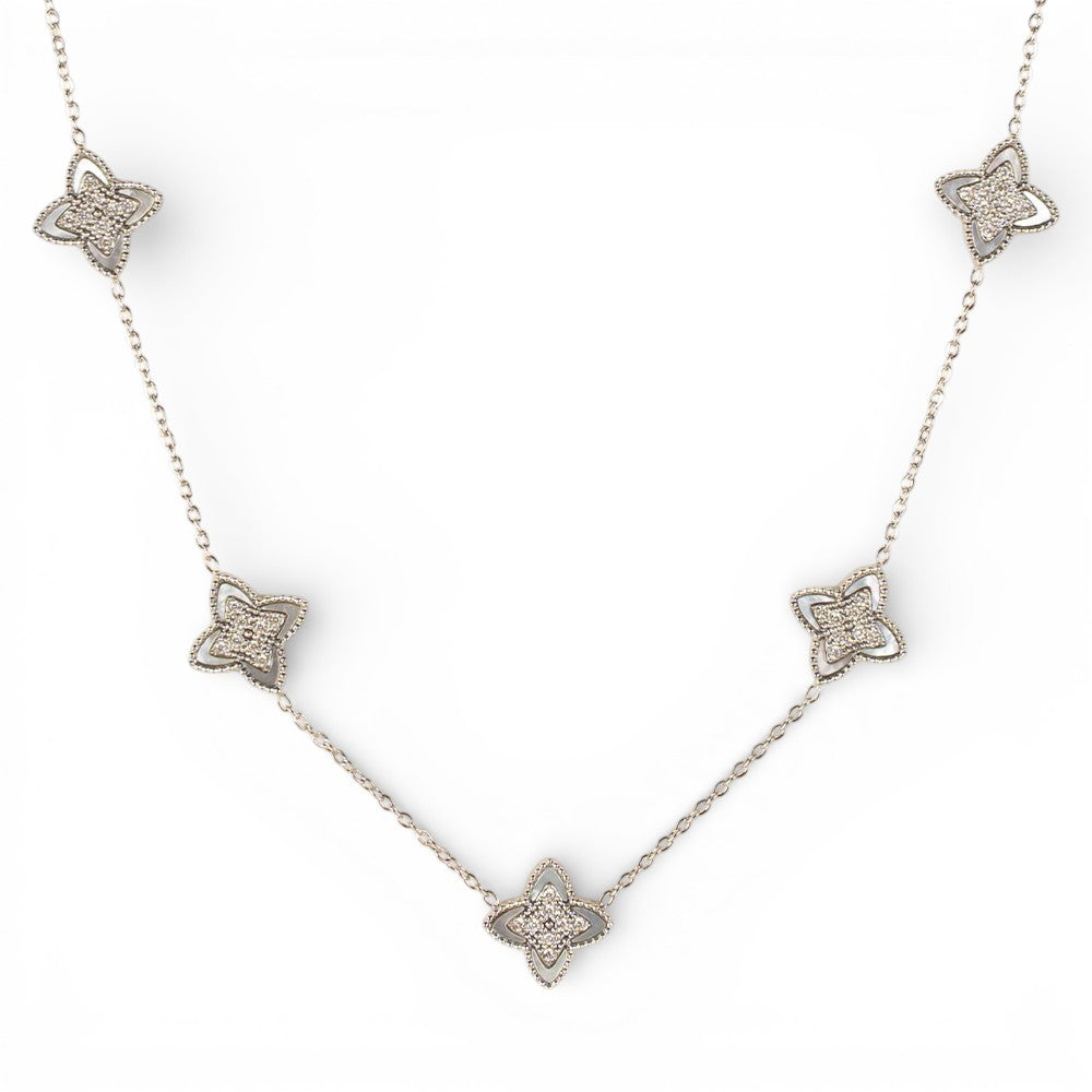 COLLANA GIROCOLLO A CATENA CON FIORI CON STRASS