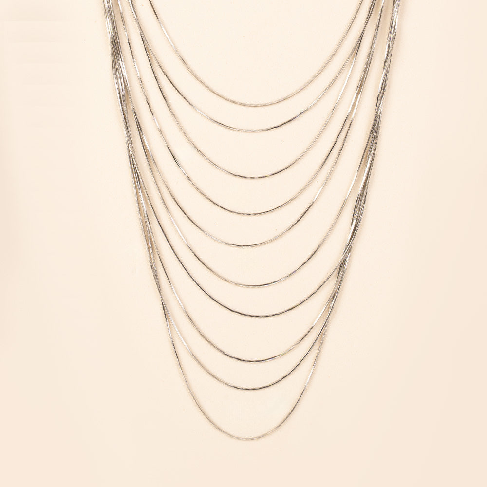 COLLANA GIROCOLLO MULTIFILO CON TRAMA A CODA DI TOPO