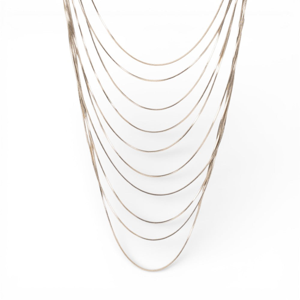 COLLANA GIROCOLLO MULTIFILO CON TRAMA A CODA DI TOPO