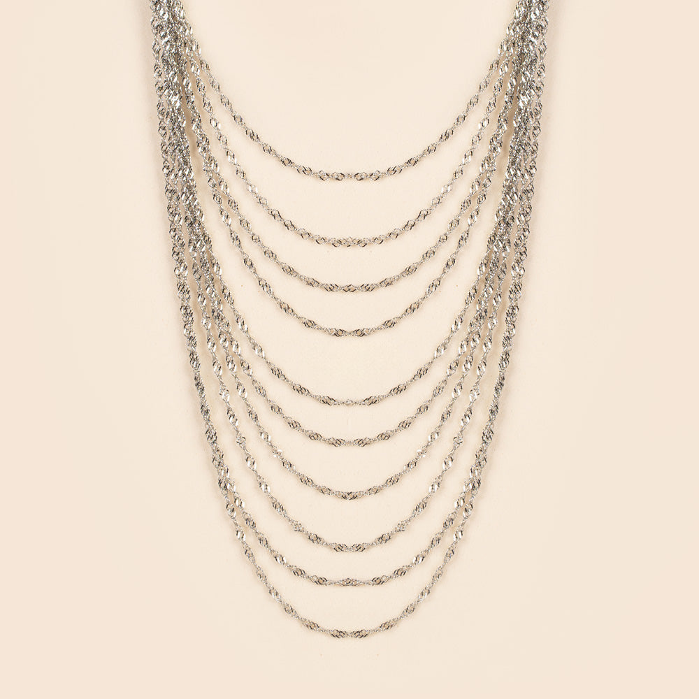 COLLANA GIROCOLLO MULTIFILO A CATENA PIATTA