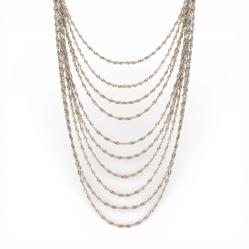 COLLANA GIROCOLLO MULTIFILO A CATENA PIATTA