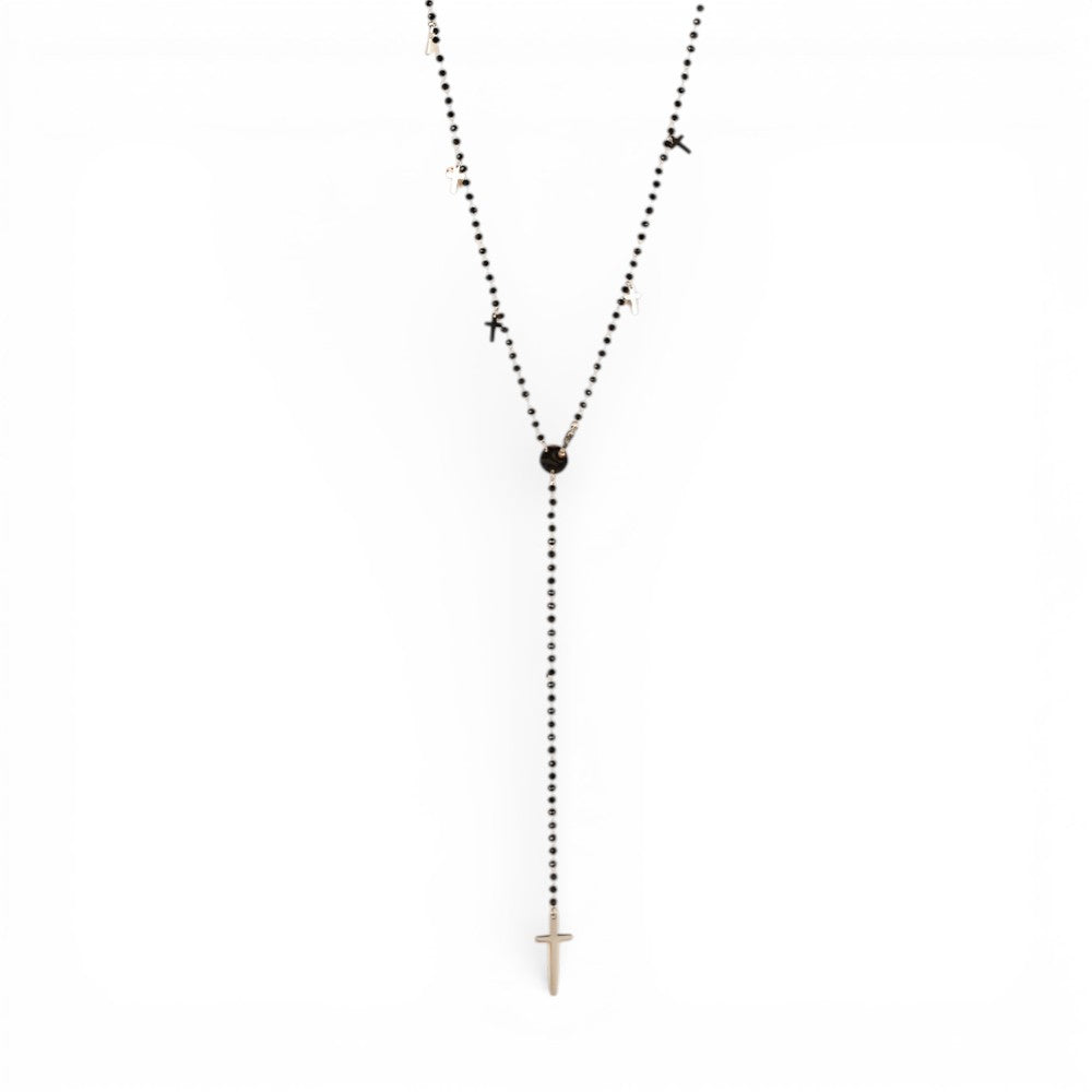 COLLANA LUNGA A ROSARIO CON CROCI PENDENTI