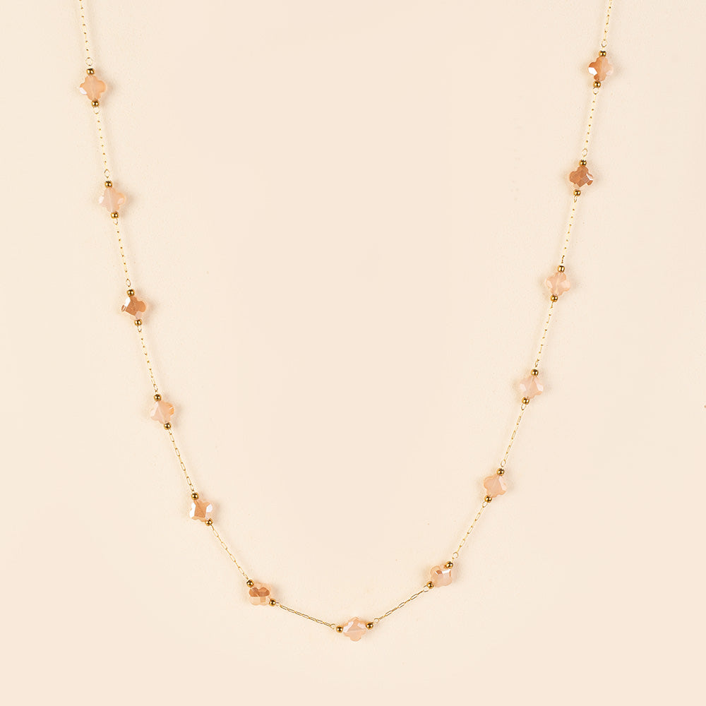 COLLANA GIROCOLO A CATENA CON FIORI E PERLINE