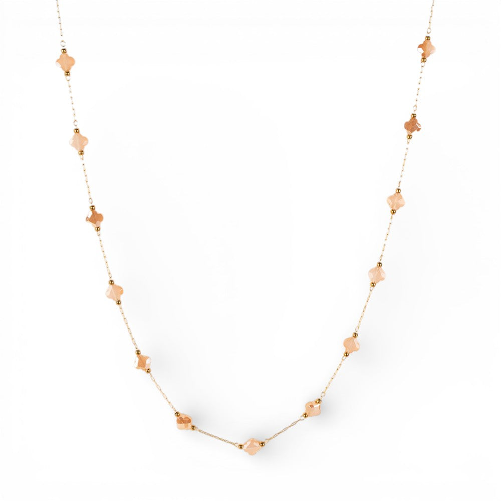 COLLANA GIROCOLO A CATENA CON FIORI E PERLINE